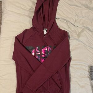 PINK Victoria's Secret Burgundy Hoodie with Floral Logo
